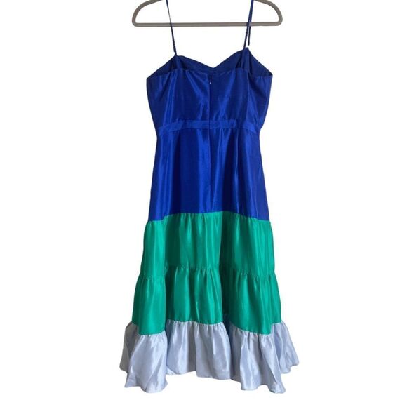 J. Crew 100% Silk Jackaroo Shantung Ombré Midi Dress Size 8 - Picture 4 of 12